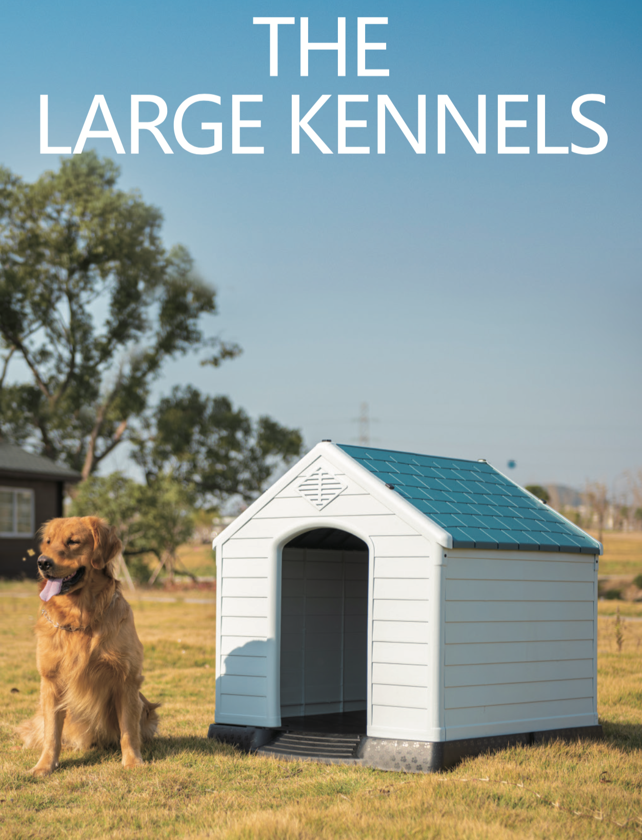 Large Size Removable Rainproof Plastic Dog House With Window for Outdoor Usage