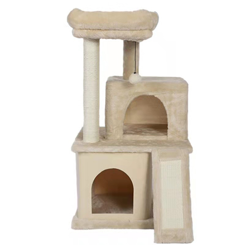 Beige Cat Tree Tower Cat House Cat Tree Cat Activity Condo For Kitty
