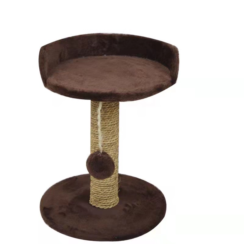 Brown Cat Tree Small Cat Scratcher With Interactive Pet Toy For Kitty