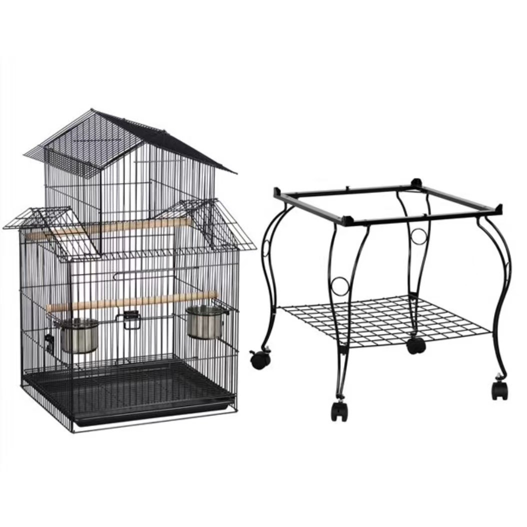 High Quality Movable Large Metal Bird Cage With Wheels for Lovebird Animal and Big Parrot Breeding Cage