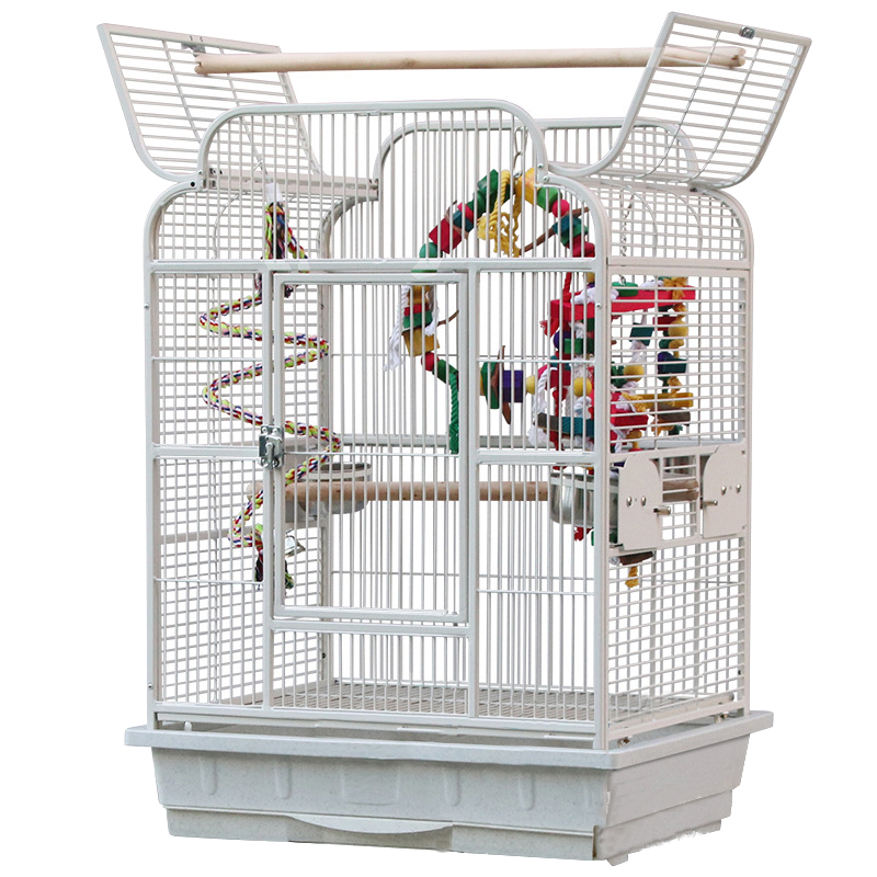Kinghotpet bird antique cage white decorative open-top acrylic metal pet bird flying cage design