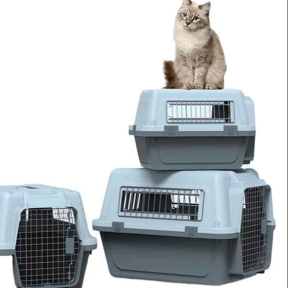 Wholesale Factory Safety Plastic Grey Air Carrier Cage Wire Cat Flight Box