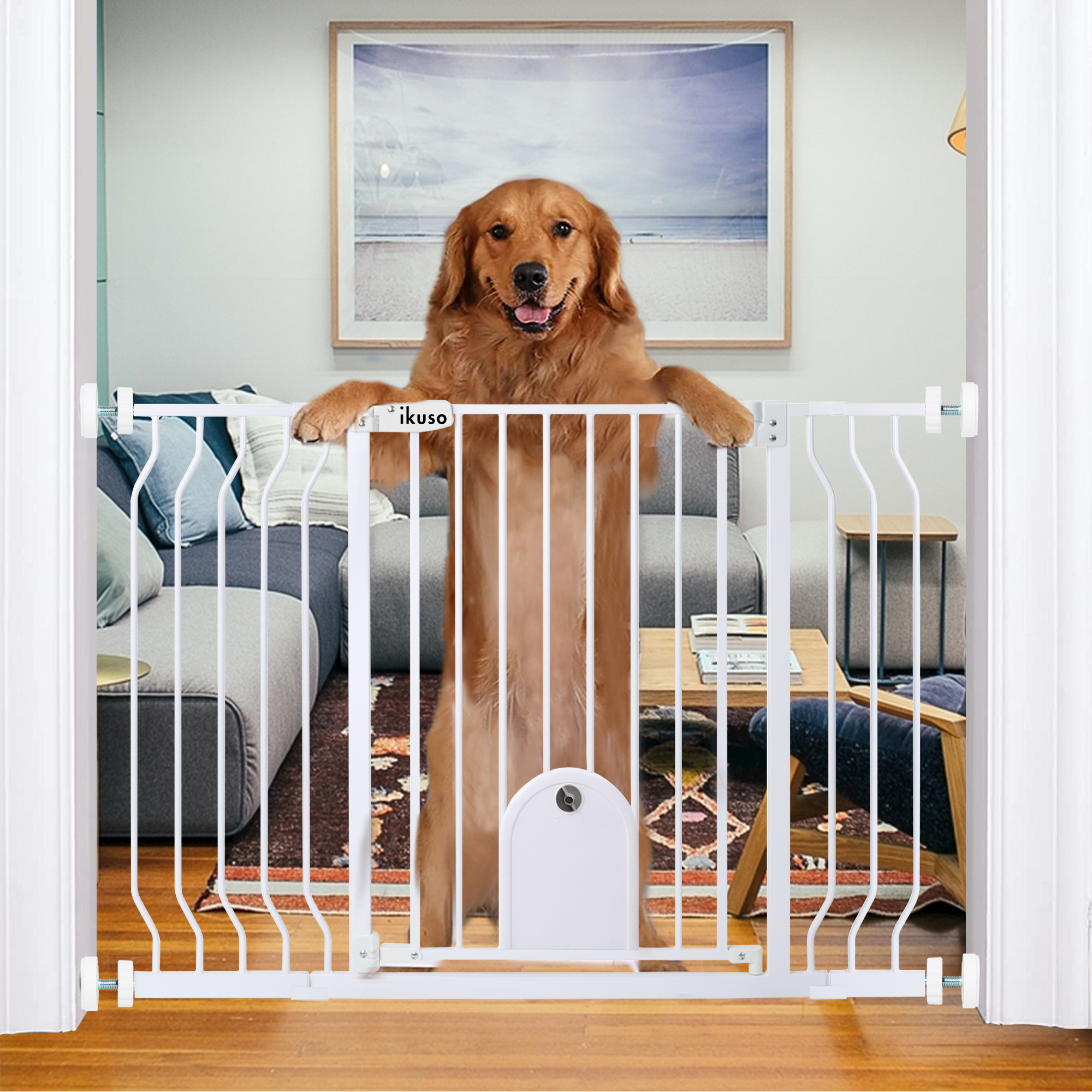 Pet Gates for Dogs Freestanding Dog Gate Dog Fences Indoor Metal Fence for Baby and Pets